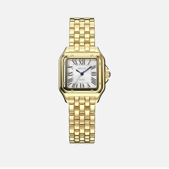 Panthere Classic Rectangle Stainless Steel Gold Watch - Picture 14 of 16